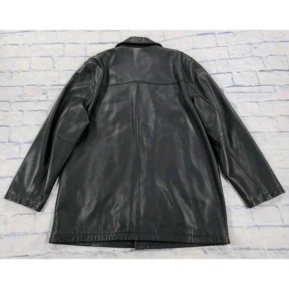 Brooks Brothers 346 MENS SIZE L Black Classic Super Soft Leather Jacket Lined